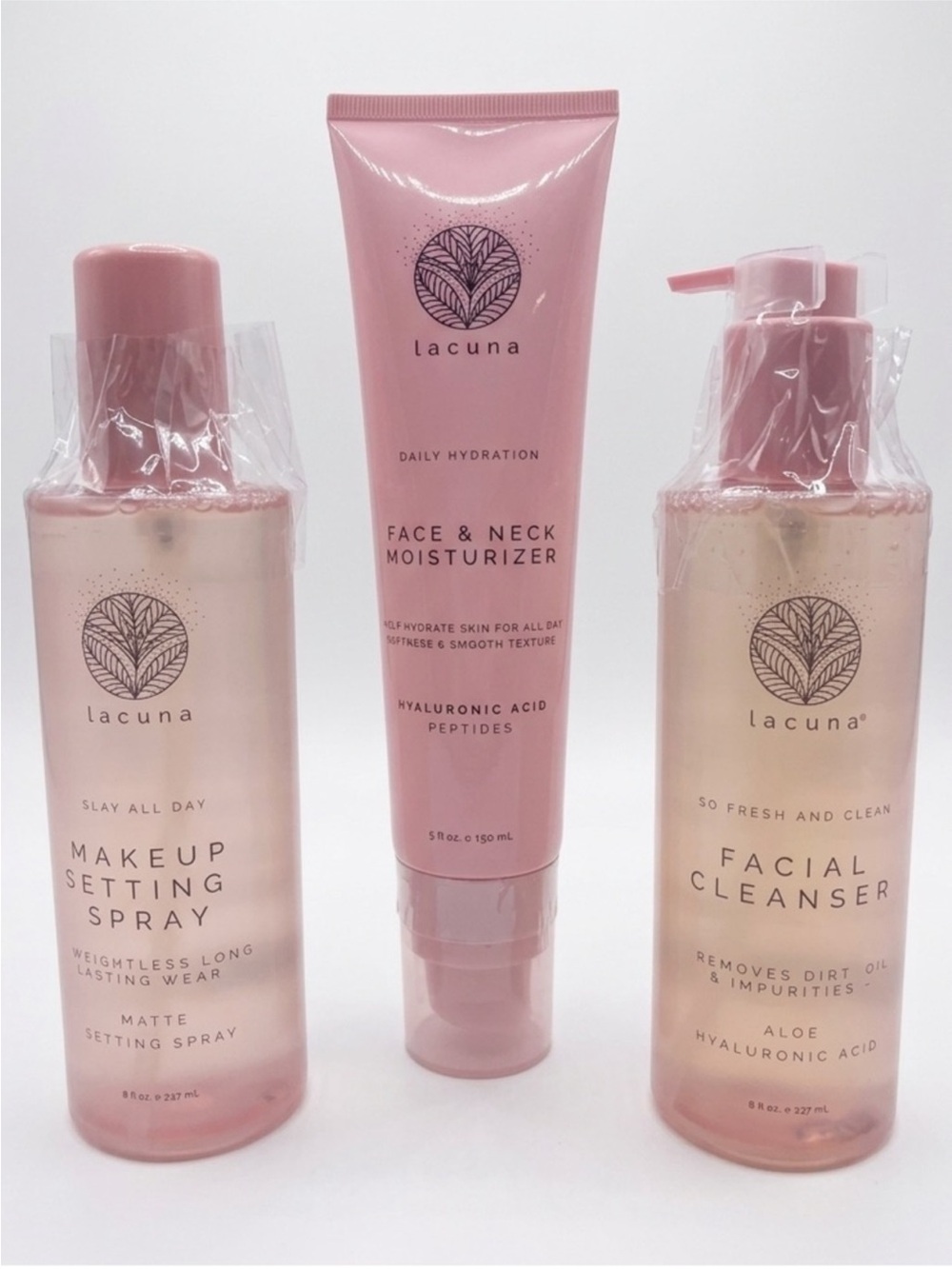 Lacuna Beauty Trio — Cleanser, Moisturizer & Setting Spray NEW FULL SIZE